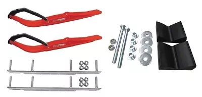 C&A Pro Red Razor Snowmobile Skis W/ 9  Shaper Bars Complete Kit • $425.05