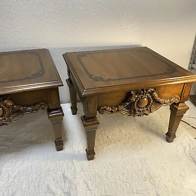 Beautiful Pair Of Ornate Wood Lane End Tables / Side Tables    Mo. # 1462 - 18 • $300