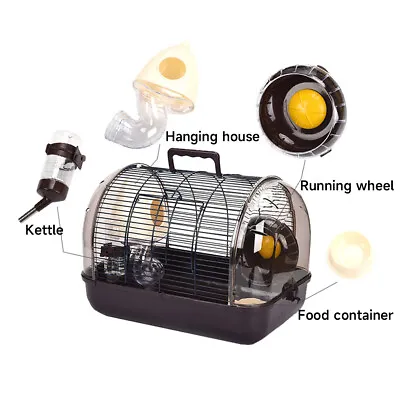 Large Hamster Cage Small Animal Gerbils Cages Carrier With Running Wheel &Handle • £16.94