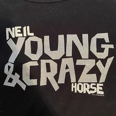 American Apparel Womens Baby Tee Shirt Black Large Neil Young Crazy Horse Band T • £24.13