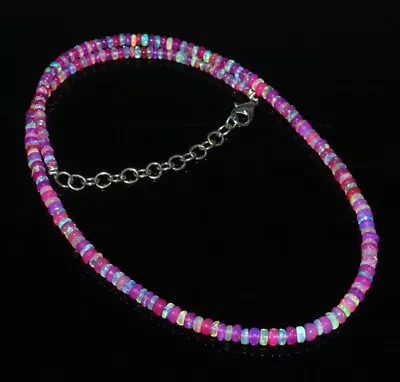 22 Natural Ethiopian Opal Beads Natural Welo Fire Purple Opal Gemstone Necklace • $34.50