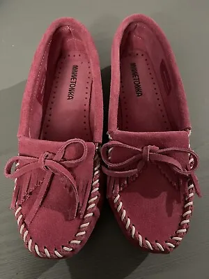 Minnetonka Hot Pink 401 Kilty Women’s Slip On Moccasins Size 7 Canvas Flats • $9