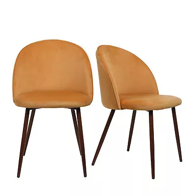 Levede 2x Dining Chairs Seat French Provincial Kitchen Lounge Chair Mustard • $129.99