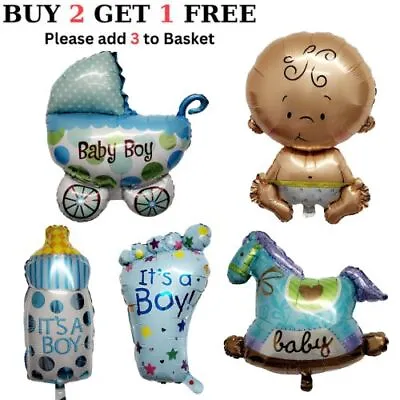 Baby Shower Foil Balloons Boy Girl Reveal Gender Latex Balloon Party New Born UK • £5.99