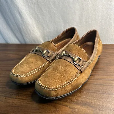 Martin Dingman Safari Collection Suede Horse Bit Loafers Men’s 10 W Brown  • $52