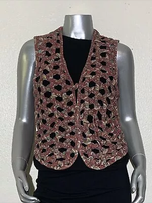 Nicole Miller Womens Vest Small Cutout Floral Print Vintage Cottagecore 90s  • $12.74