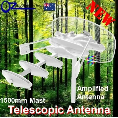 Telescopic 1.5m Outdoor TV Amplified Antenna UHF VHF FM Caravan RV Camping Bush • $65