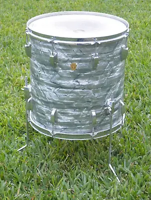 1965 Ludwig Drum Co 16  CLASSIC FLOOR TOM SKY BLUE PEARL For YOUR DRUM SET! K64 • $1124.95