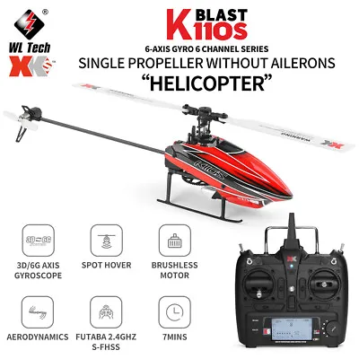 Wltoys XK K110S 6CH System Single Paddle Brushless RC Helicopter Aircraft Drone • $101.87