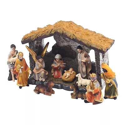 Vintage Nativity Set With 12 Figures Ceramic CRECHE Manger Christmas Home Decor • $28.99