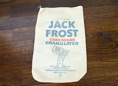 Vintage Jack Frost Brand 5lb Cane Sugar Cloth Sack Packaging  • $19.98