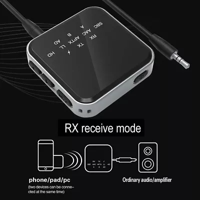 Low Latency Wireless Bluetooth 5.2 Audio Receiver Transmitter Adapter 2 In 1 GB • £9.59