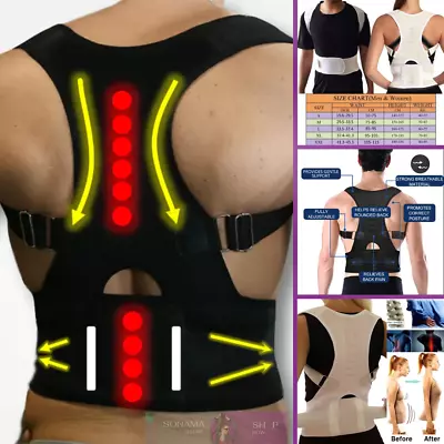 ✅neoprene Magnetic Posture Corrector Bad Back Lumbar Shoulder Support Belt Brace • $24.90