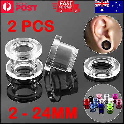 1Pair Tunnel Stretchers Acrylic Ear Plugs Piercing Body Jewellery Screw 2mm-24mm • $6.88