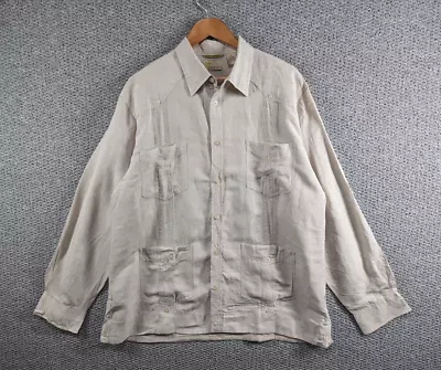 £47.50 • Buy CUBAVERA Heritage Fit Men's Beige Long Sleeve Guayabera Cuban Panama Shirt - XL