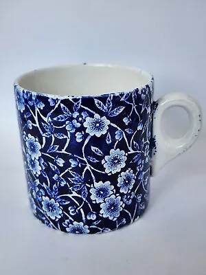 Vintage Crownford Blue Calico Coffee Tea Cup Staffordshire Made In England • $18