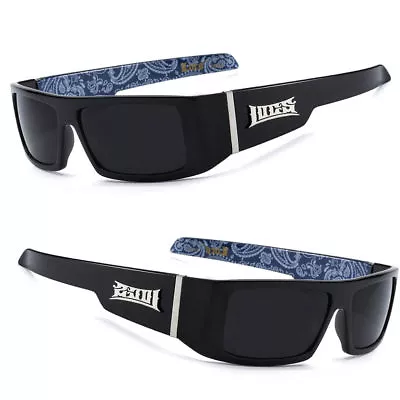 Mens OG Locs Authentic Flat Top Gangster Cholo Sunglasses BLUE-BLACK • $49.50