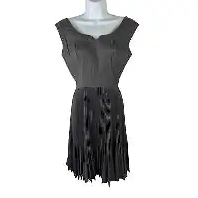 Vintage 1960s Cocktail Dress Fit & Flare Gray Pleated Mad Men Sz 10 (modern S) • $52.49