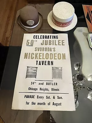 Vintage Svoboda’s Nickelodeon Tavern Chicago Heights IL Poster Board Sign Hats • $75