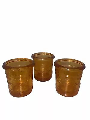 3 X YANKEE CANDLE VOTIVE HOLDERS ORANGE/AMBER 7cm Height • £7.99