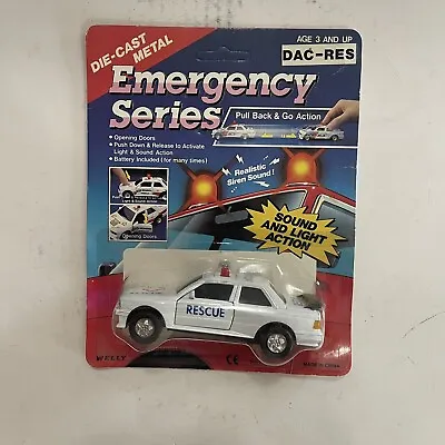 Vtg Welly Emergency Series Die Cast Rescue Car Pull Back Car On Card Rare #8970B • $90.05