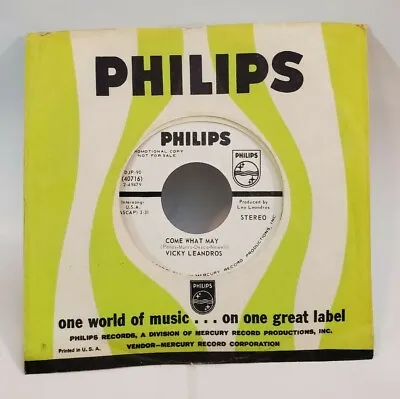 Vicky Leandros COME WHAT MAY (POP PROMO 45) #40716 PLAYS VG+ TO VG++ • $12.99