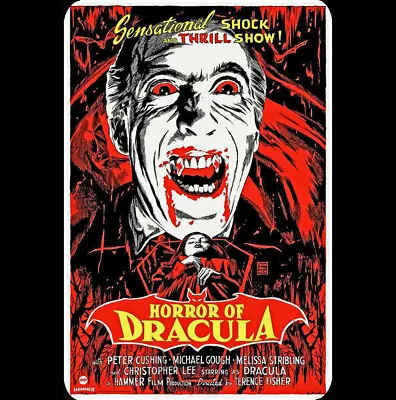 Horror Tin Metal Sign 8x12 Horror Of Dracula 1958 Vampire Movie Christopher Lee • $10.95
