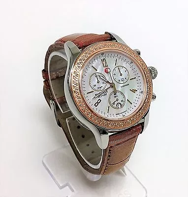 Michele Jetway 2 Tone Rose Gold+silveralligator Banddiamondwatch Mw17a01d2025 • $1475.99