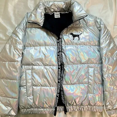 Victoria's Secret PINK Puffer Holographic Puffer Jacket • $100