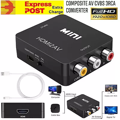 HDMI To RCA Composite AV CVBS 3RCA Video Cable Converter 1080p Downscaling • $8.50
