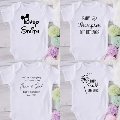 Personalised New Baby Pregnancy Announcment  Babygrow Novelty Vest Present • £6.99