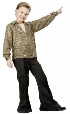 $19.99 • Buy 1970S 70'S DISCO FEVER CHILD COSTUME GOLD SILVER SEQUIN SHIRT COSTUME Lg 12-14