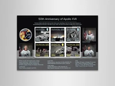 Isle Of Man 50th Anniversary Of Apollo XVII – The Last Man On The Moon Sheetlet • £12