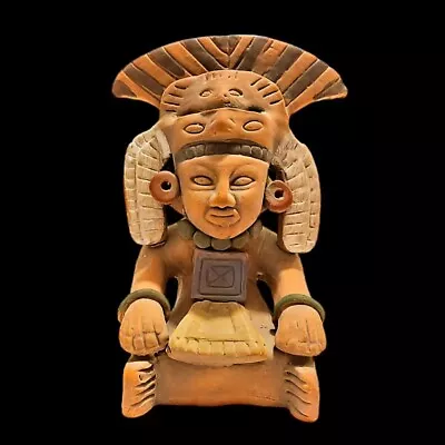 Vtg Aztec Inca Mayan Mexico Folk Art Warrior Pottery Red Clay Figure Statue • $29