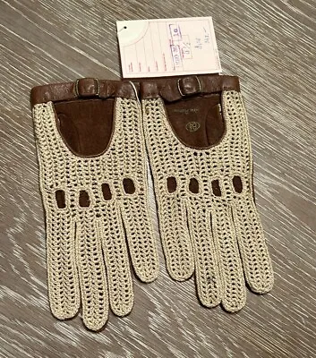 VTG Open Knuckle Driving Gloves Deadstock Hunor Pecs Leather/Crochet Hungary 8.5 • $79.99