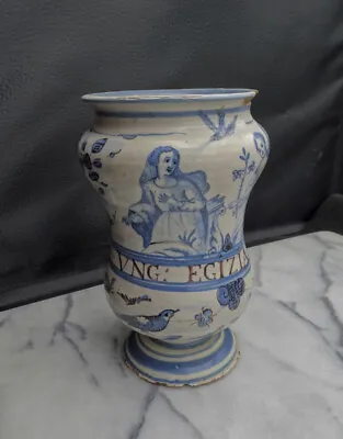 $99.99 • Buy Antique Blue White Apothecary Jar 18th Century Majolica As-Found Maiolica