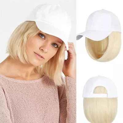 Hat With Hair Attached For Women Baseball Hat Wig Short Bob Hairstyle Synthetic  • $9.29