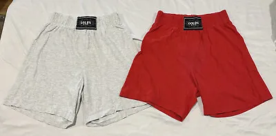 Men Medium Vtg 90s GOLDS GYM Cotton Shorts Lot Of 2 Red & Grey • $35.99