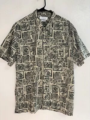 Urban Outfitters Men's Dark Green/Cream Short Sleeve Shirt Size L • $21