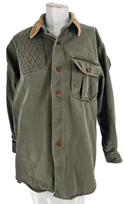 3925 Polo Country Jacket Mens Vintage Military Green Corduroy Collar Shooter M • $59.99