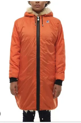 K-way Orange Claudette Faux Fur Lined Mid Length Jacket Very Good Condition (m) • $40