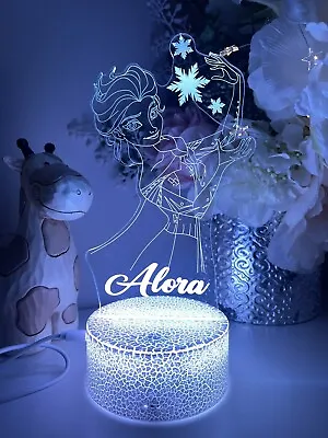 Personalised Elsa Frozen Lamp Nursery Room Decor Night Light Custom Biỉthday • $42.99