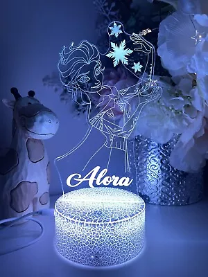 Personalised Elsa Frozen Lamp Nursery Room Decor Night Light Custom Biỉthday • $42.99
