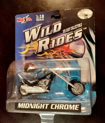 Maisto 1/18 Scale Wild Rides Midnight Chrome Die Cast Motorcycle • $5.99