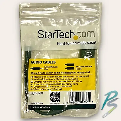 StarTech 3.5mm 4 Pin To 2x 3 Pin 3.5mm Headset Splitter Adapter - M/F MUYHSMFF • $8.99