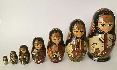 Large Russian Signed 7 Piece Nesting Doll Matryoshka Famous Ukrainian Folk Story • £75