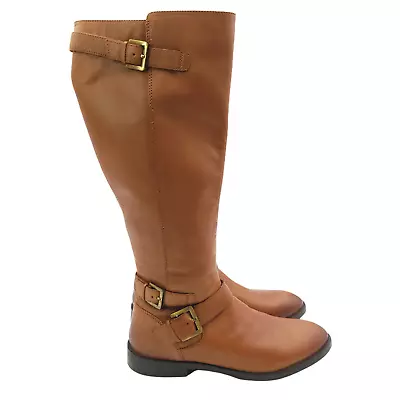 Sam Edelman Riding Boots Women's Size 8.5 Brown Moore Buckle Tall Leather Zipper • $24.98