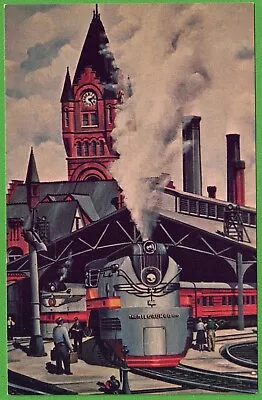 Train Locomotive Vintage Postcard Milwaukee Road Painting • $0.99