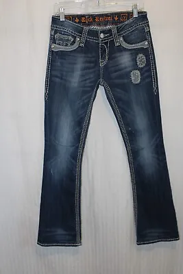 $24.99 • Buy Rock Revival Alanis Boot Jeans 28 X 31 Womens Bling Pants Distressed
