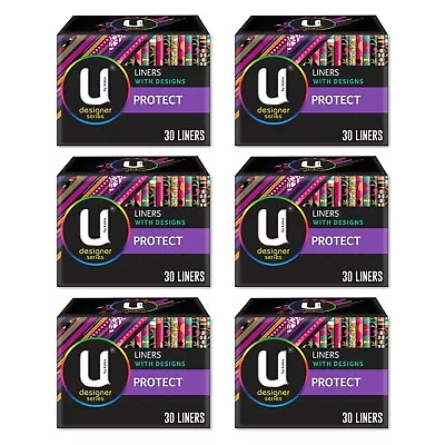 6 X U By Kotex Liner With Designs Protect In Variety Colourful Designs 30 Liners • $31.95